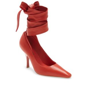 Jeffrey Campbell Xenah Burnt Orange Soft Leather Lace Up Heels Stiletto Sz 8.5